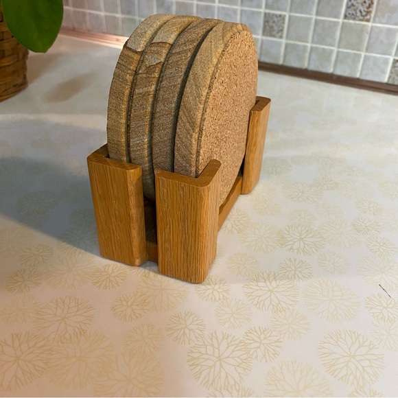 Vintage Coaster set hand painted Sail boats set of 4 with stand - Picture 7 of 9